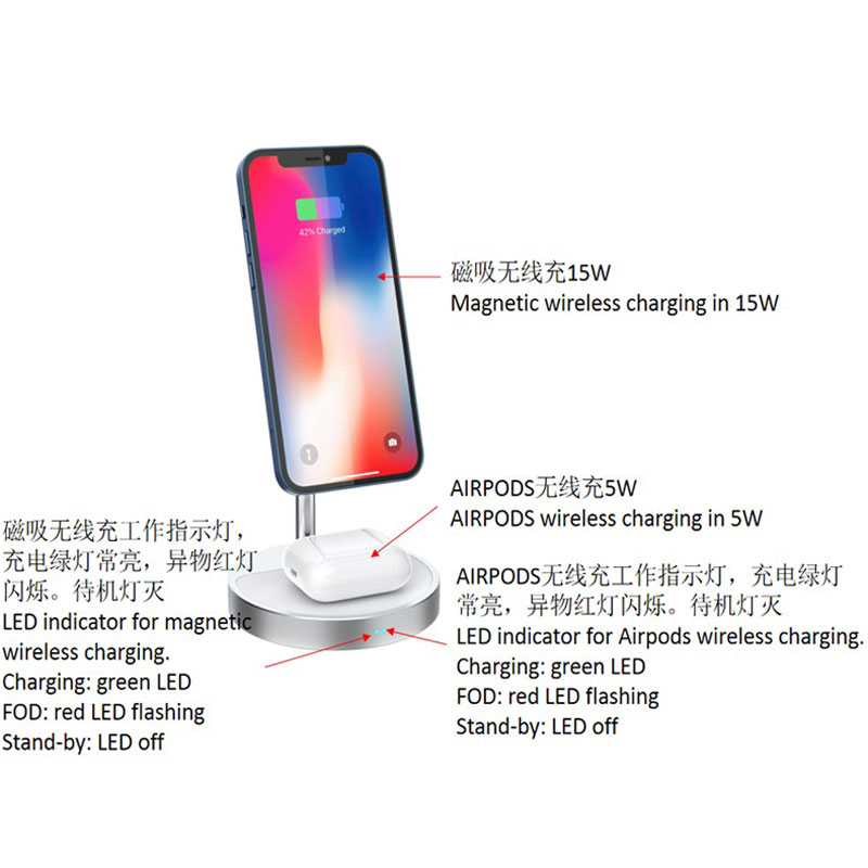 15W 2 In 1 Fast Charging MagnetIC Phone Holder Wireless Charger丨MSH