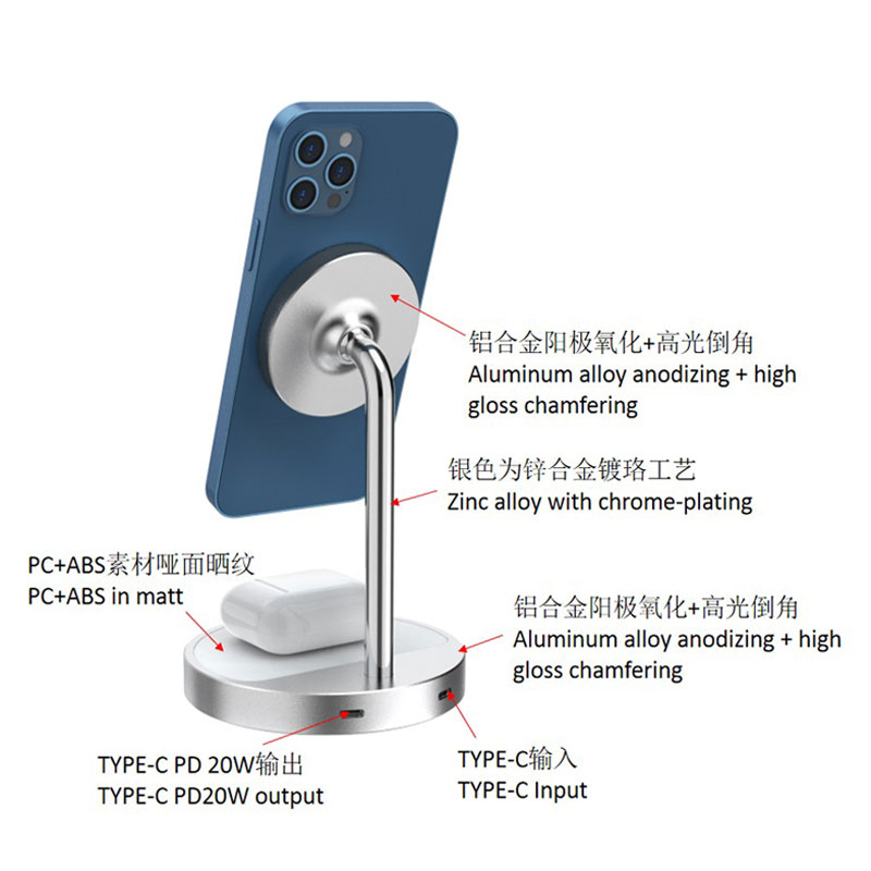 15W 2 In 1 Fast Charging MagnetIC Phone Holder Wireless Charger丨MSH