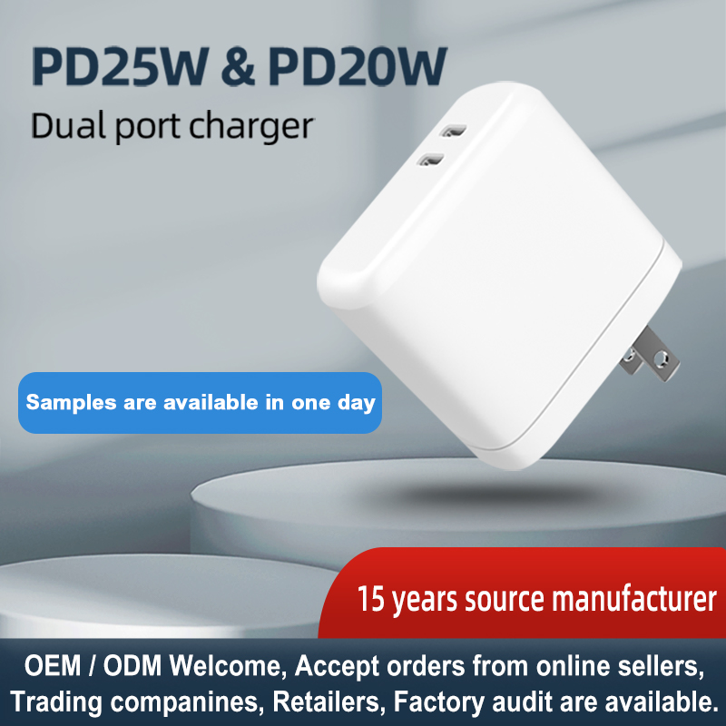 PD 25W And PD 20W USB C Dual Ports Fast Wall Charger丨MSH