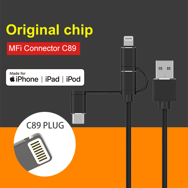3 in 1 Micro USB Type C C89 Cable Data Charger Cable丨MSH