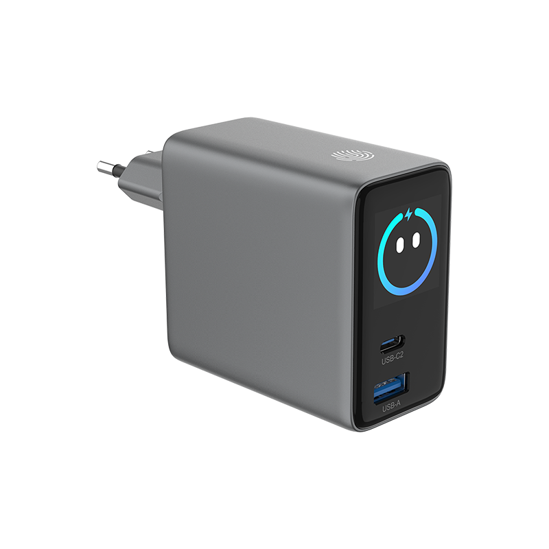100W TFT display GaN Charger with Retractable Cable 