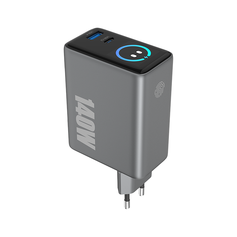 140W TFT display GaN Charger with Retractable Cable